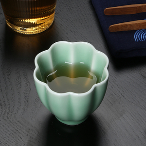 高端青瓷弟窑梅子青功夫茶茶杯陶瓷主人杯单杯家用品名小茶碗茶盏