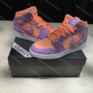 khaki24 air jordan 1 mid aj1 粉紫泼墨紫罗兰女神鞋 av5174-800