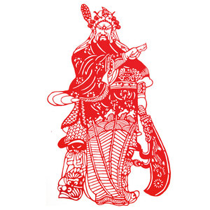 中国风纯手工剪纸底稿【关公】剪纸图案刻纸镂空窗花素材剪纸材料