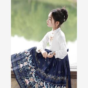 汉族民族服装女童儿童明制改良古装汉服薄款套装中国风女童唐装马