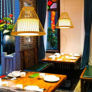 火锅店创意个性餐饮餐馆中式饭店卡座灯餐厅圆卡面馆装修竹艺吊灯