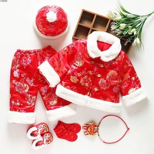 婴儿过年拜年衣服分体套装宝宝抓周礼服中国风拜年服喜庆唐装小孩