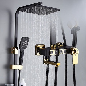 家用黑色恒温花洒套装全铜龙头卫生间挂墙式增压淋浴喷头价格061360