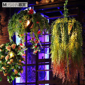 胡桃绿植物花艺吊灯主题酒吧音乐餐厅吧台灯烧烤火锅店里装饰灯具