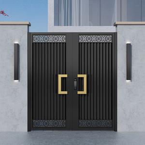 现代别墅铝艺庭院大门不锈钢入户花园单双开门农村简约院墙百叶门