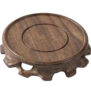 实w50009木雕香炉底花座刻家居用摆件圆形底座茶壶家瓶花盆木头底