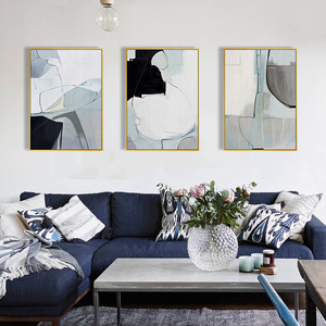 抽象客厅装饰画三联现代简约壁画组合油画布玄关画沙发背景墙挂画
