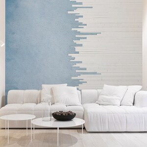 北欧电视背景墙壁纸蓝白撞色墙纸现代简约客厅卧室家用墙布8d壁画