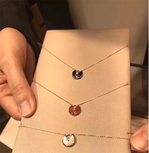 cartier/卡地亚 护身符项链小号镶钻吊坠红玉髓18k玫瑰金锁骨链女