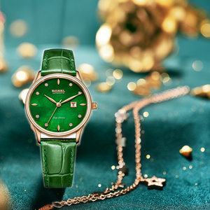 祖母绿手表 诺贝尔瑞士女士机械皮带森系复古nobel品牌正品小绿表