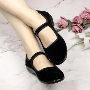 漱芳斋新款2021老北京布鞋女一脚蹬平底鞋夏中老年妈妈工作鞋防滑