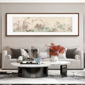 中式秋风墨藻图卧室床头装饰画客厅茶室风景墙画清代名作花卉挂画