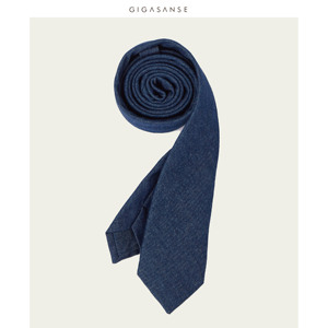 gigasanse 蓝色纯棉6oz牛仔休闲领带 津桥系列常春藤学院风