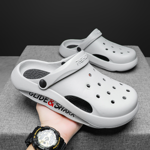 正品热风包头拖鞋男夏季外穿大头运动洞洞鞋男士夏天两用软底防滑