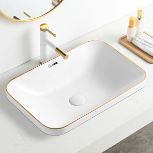 台中盆半嵌入式面盆卫生间洗手盆酒店台盆家用陶瓷洗初步品牌店854