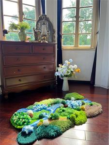 自制毛线苔藓地毯网格布diy料段段绣材料包绣布手工地毯专用编织