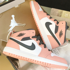 美国直邮代购air jordan 乔丹童鞋aj1粉色女鞋ps粉黑脚趾
