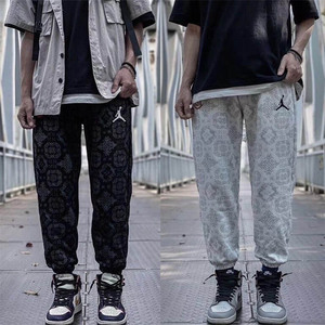 clot x aj 陈冠希联名同款飞人中国风丝绸卫裤男女宽松运动休闲裤