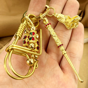 创意黄铜钥匙扣手工小鸟汽车钥匙链圈个性耳勺挂件男女士高档礼品