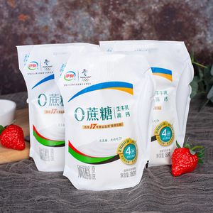 伊利0蔗糖无蔗糖酸奶生牛乳风味发酵乳浓稠180g自立袋装营养健康