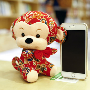 猴年吉祥物公仔h毛绒玩具花布猴子玩偶布娃娃新年礼物公司年会礼