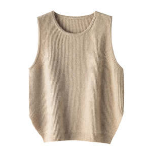 一件难寻,意大利小众~羊绒坎肩女圆领纯羊绒衫马甲毛衣外套