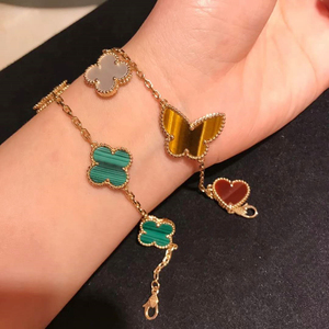 代购vca/梵克雅宝lucky幸运四叶草 18k黄金 爱心 蝴蝶 叶子 手链