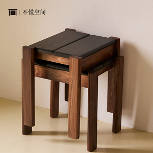 不慌/黑巧方凳实木凳子梳妆凳家用换鞋凳餐桌小木凳可叠方餐凳
