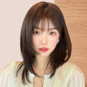 假发女长发真发全真人发全头套公主切新款时尚狼尾锁骨发型假发帽