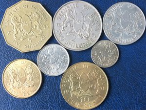 燕云斋肯尼亚 7枚全套硬币 5,10,25,50分1,2,5先令 开国首任总统