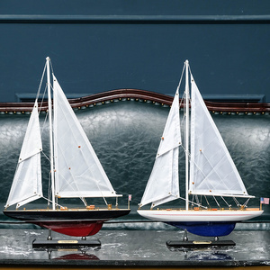 简约现代单帆进取奋进号木质帆船模型纯手工制作客厅书房阳台饰品