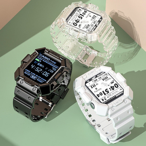 苹果iwatch7手表表带保护套一体透明Applewatch3/4/5/6代运动型潮可爱 苹果手表7代45mm女保护套壳原装电子风