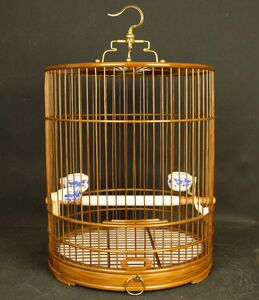 紫竹 原色 金青 芙蓉 玉鸟 相思鸟 竹笼 鸟笼 抽拉底 34cm