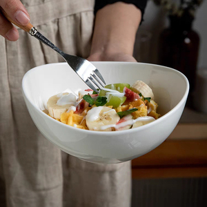 汤碗白色元宝异形家用面碗创意水果碗日式复古ins陶瓷沙拉碗餐具