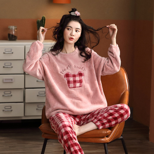 罗丽丝睡衣女秋冬季珊瑚绒甜美可爱保暖家居服加绒加厚法兰绒专柜