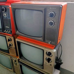 喜乐善80后黑白电视机拉杆天线老式古董老物件12寸14寸复古收藏