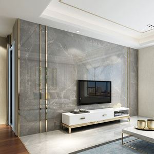 电视背景墙瓷砖后现代仿石纹不锈钢金属条客厅大气轻奢风定制背景
