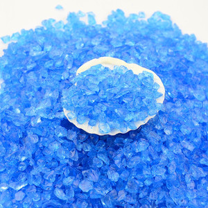 冰蓝玻璃沙子鱼缸造景海蓝色水晶石磨砂腰果彩色石子装饰石头