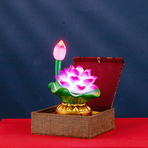顺音阁佛前莲花灯七彩变光仿真led家用招财神长明灯荷花灯供佛灯