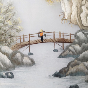 蜀绣 彩色 山水画客厅卧室书房玄关酒店走廊纯手工小幅刺绣挂画