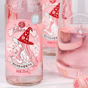 可烧标签含气樱花风味汉口二厂汽水表白汽水恋爱soda水蜜桃告白同
