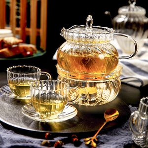 欧式创意玻璃泡茶壶茶具套装带过滤家用花茶壶泡茶器茶杯玻璃杯碟