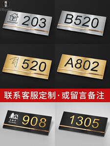 不锈钢门牌号码牌家用创意定制酒店包厢包间房间入户门标识牌网红个性