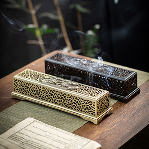 合金荷花卧香炉家用茶道卧香盒香道沉香炉室内线香插仿古摆件