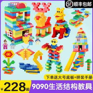 大颗粒9090生活结构基础积木机构幼儿园教具儿童拼装益智玩具套装