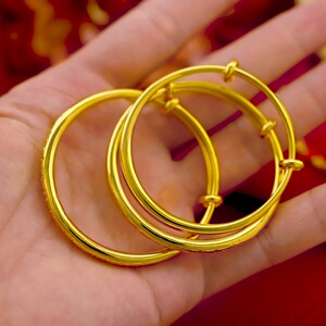 老凤祥和18k黄金宝宝手镯满月饰品婴儿童24k黄金手脚小孩镯子