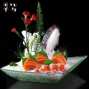 亚克力刺身冰盘日韩料理寿司水果盘海鲜刺身拼盘干冰盘冰镇龙虾盘