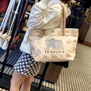 北美国内代购正品coach蔻驰新款女包 迪士尼小飞象帆布单肩购物托