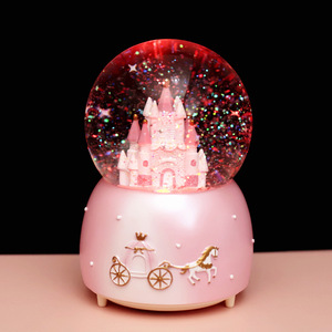 儿童水晶球摆件音乐盒八音盒玻璃球雪花公主女孩梦幻城堡生日礼物