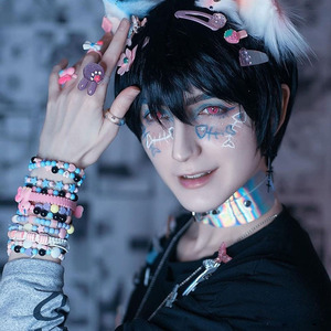 万圣节cosplay美瞳年抛丧尸喰种夸张红色万花筒写轮眼cos动漫男nw